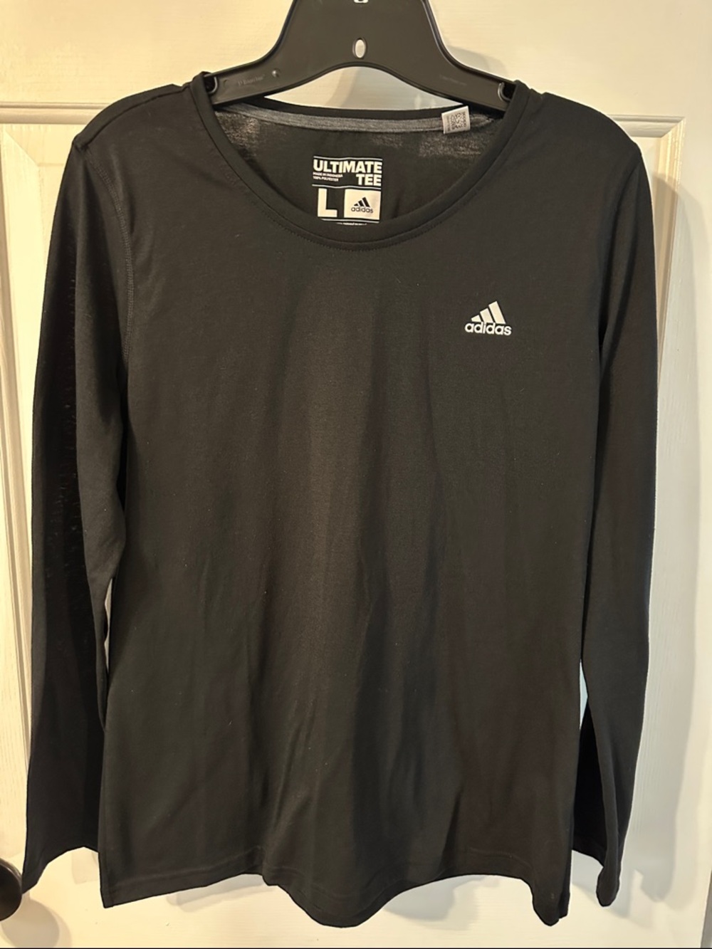 Adidas ultimate tee long sleeve, size large, black